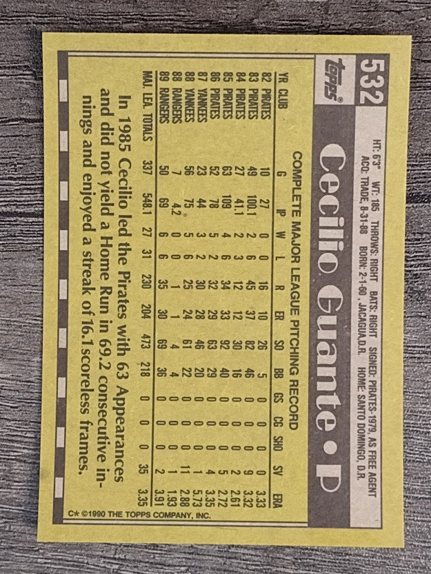 1990 Topps #532 Cecilio Guante