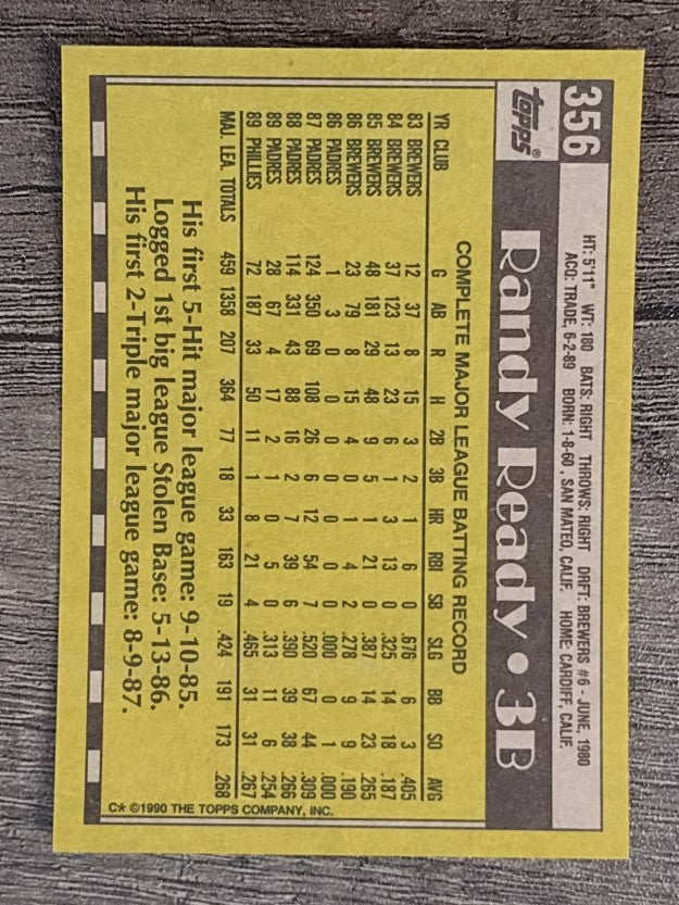 1990 Topps #356 Randy Ready