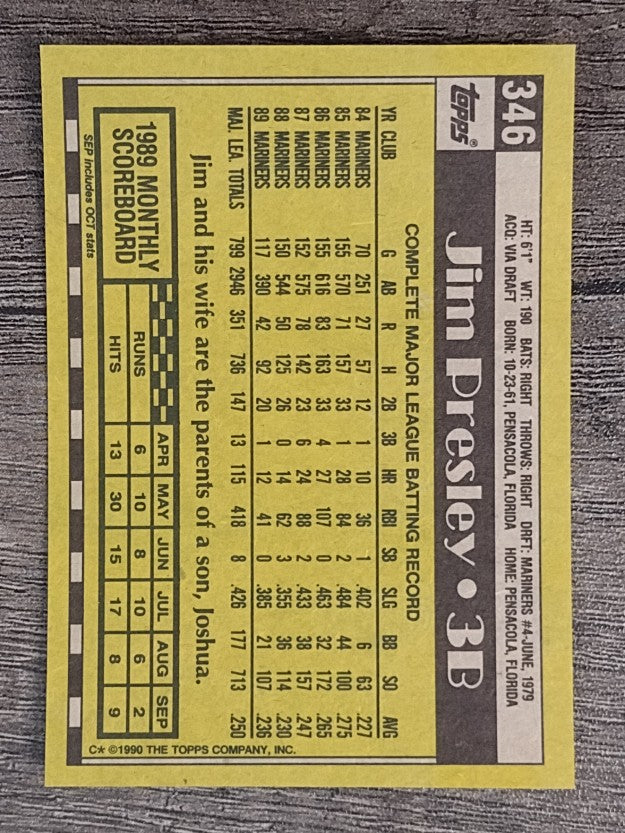 1990 Topps #346 Jim Presley