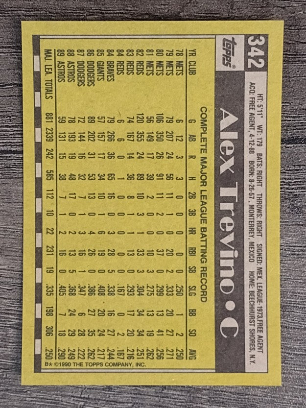 1990 Topps #342 Alex Trevino