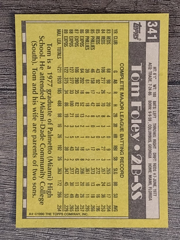 1990 Topps #341 Tom Foley