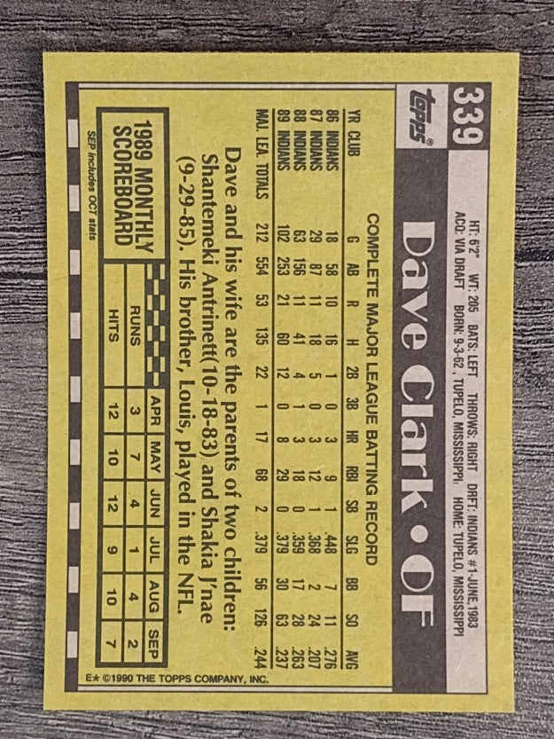 1990 Topps #339 Dave Clark