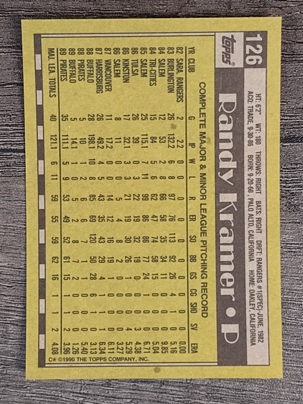 1990 Topps #126 Randy Kramer
