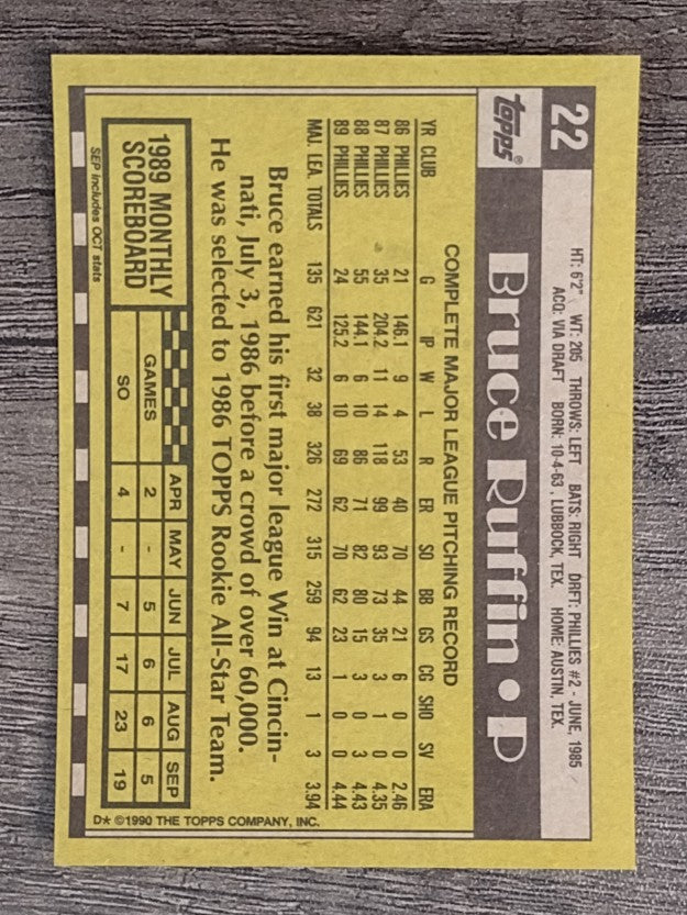 1990 Topps #22 Bruce Ruffin