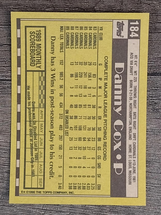 1990 Topps #184 Danny Cox