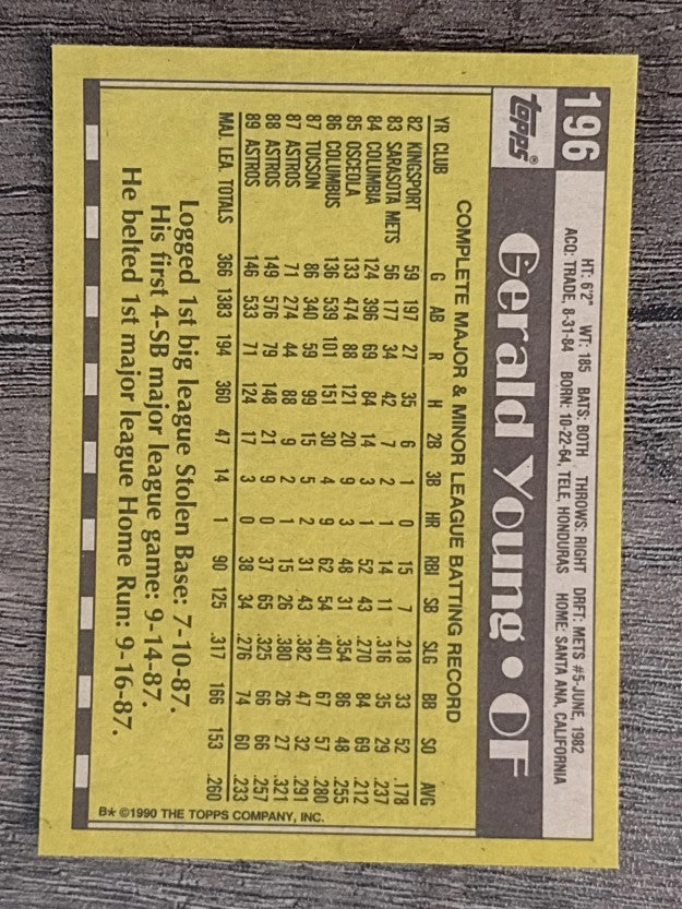 1990 Topps #196 Gerald Young