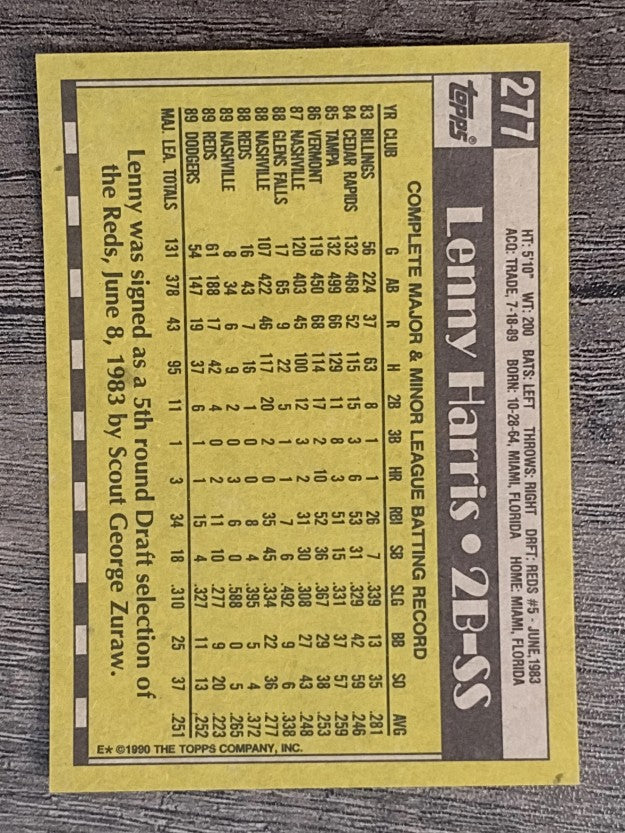 1990 Topps #277 Lenny Harris
