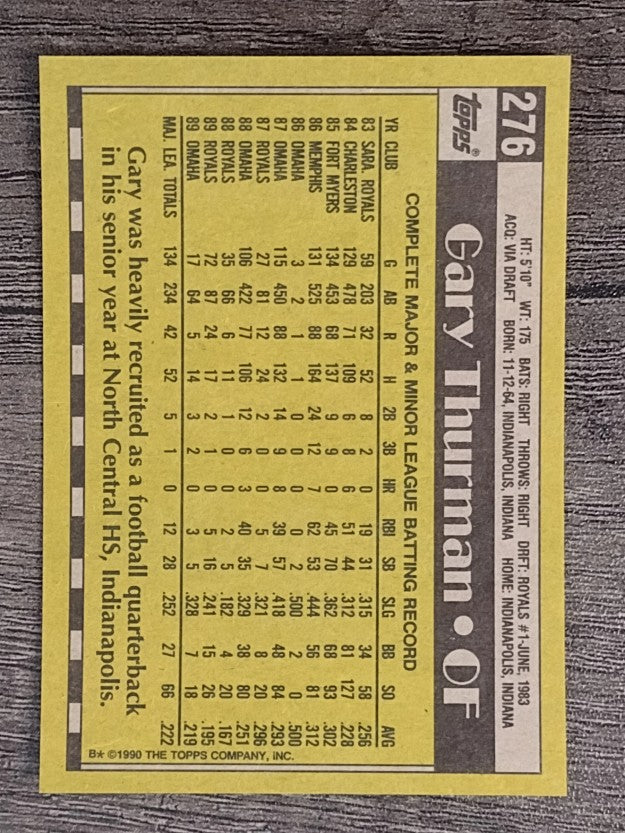 1990 Topps #276 Gary Thurman