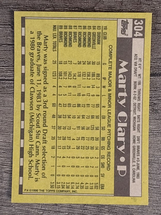 1990 Topps #304 Marty Clary