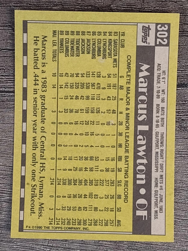 1990 Topps #302 Marcus Lawton RC