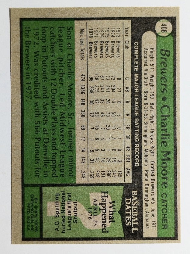 1979 Topps #408 Charlie Moore DP (NM)