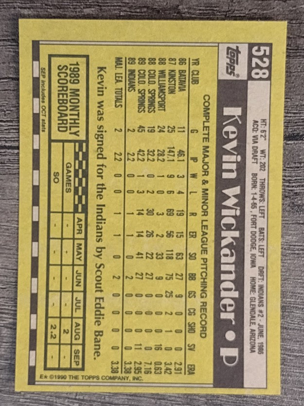 1990 Topps #528 Kevin Wickander