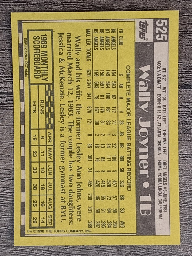 1990 Topps #525 Wally Joyner
