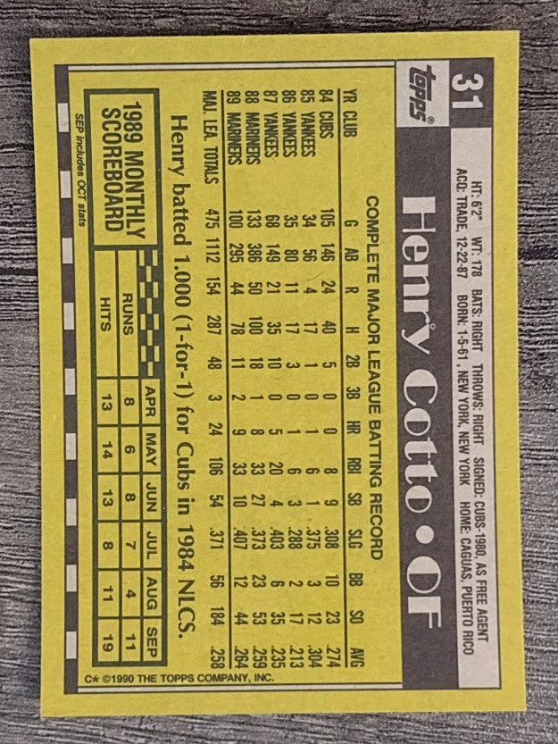1990 Topps #31 Henry Cotto
