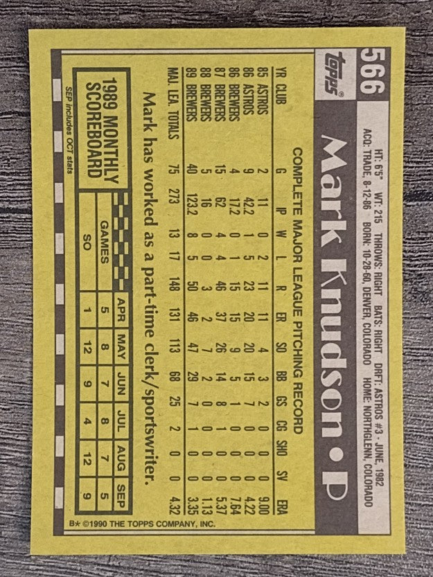 1990 Topps #566 Mark Knudson