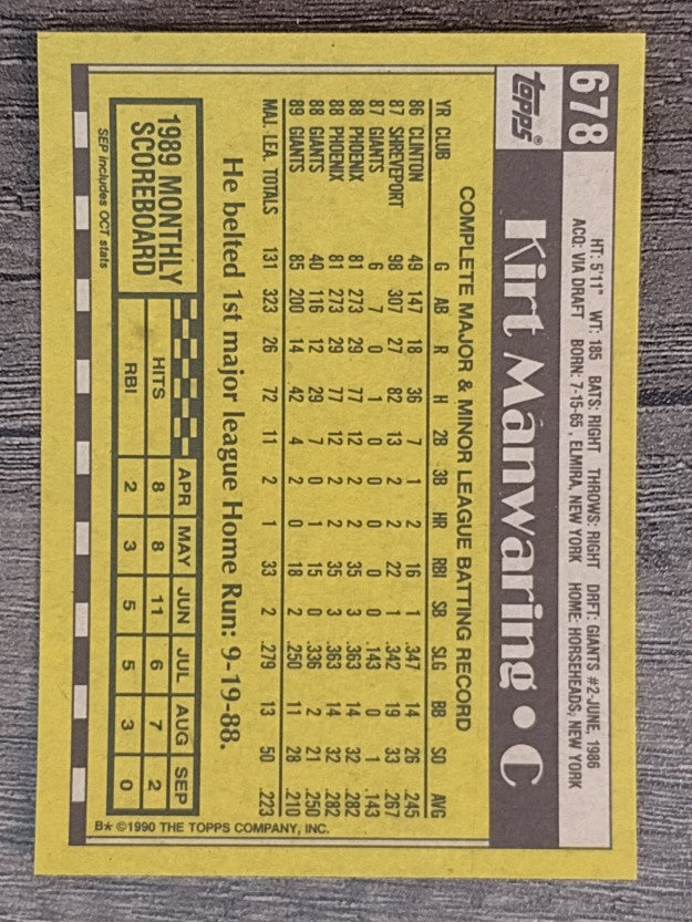 1990 Topps #678 Kirt Manwaring