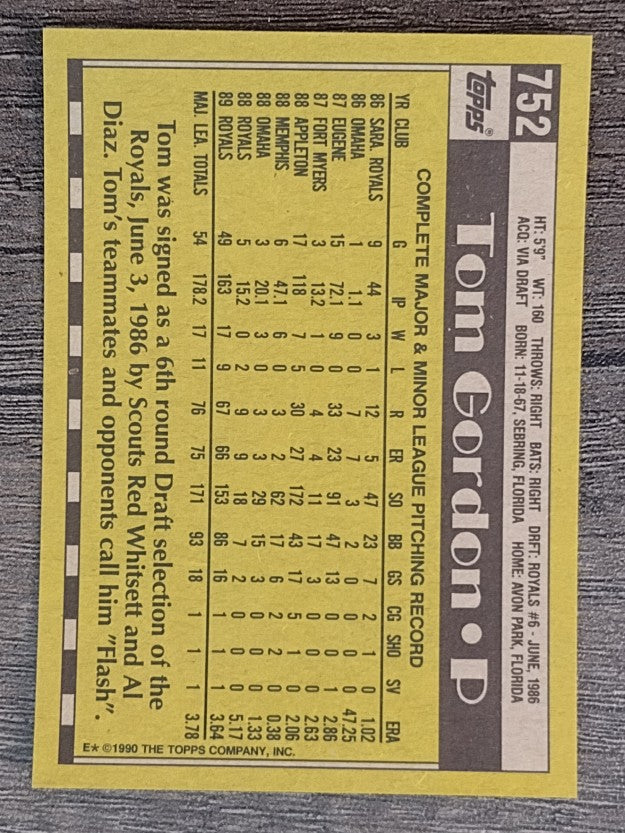 1990 Topps #752 Tom Gordon