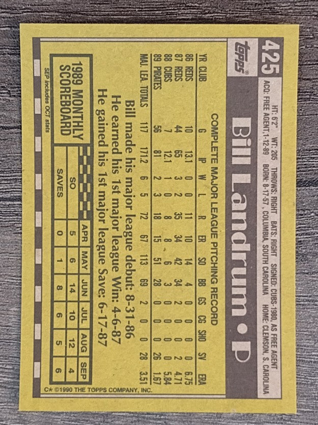 1990 Topps #425 Bill Landrum