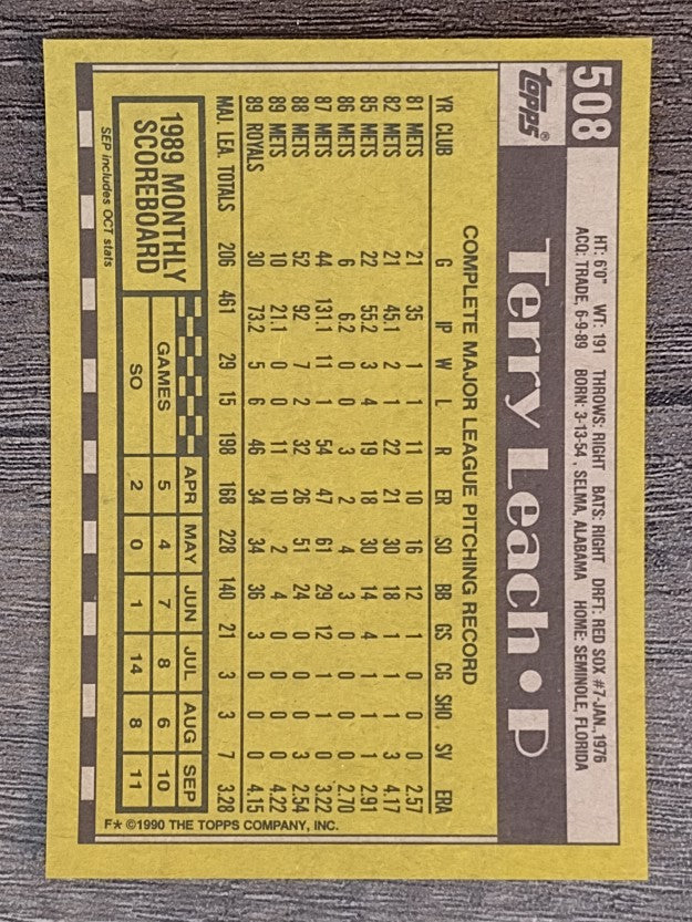 1990 Topps #508 Terry Leach