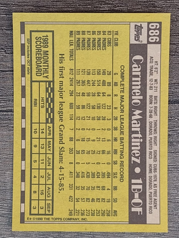 1990 Topps #686 Carmelo Martinez