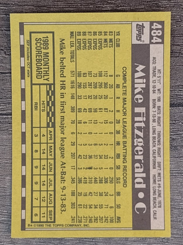 1990 Topps #484 Mike Fitzgerald