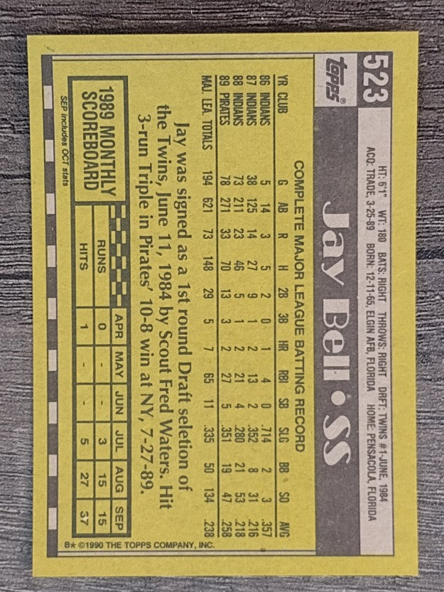 1990 Topps #523 Jay Bell