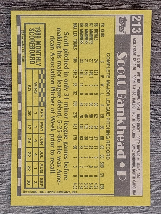 1990 Topps #213 Scott Bankhead