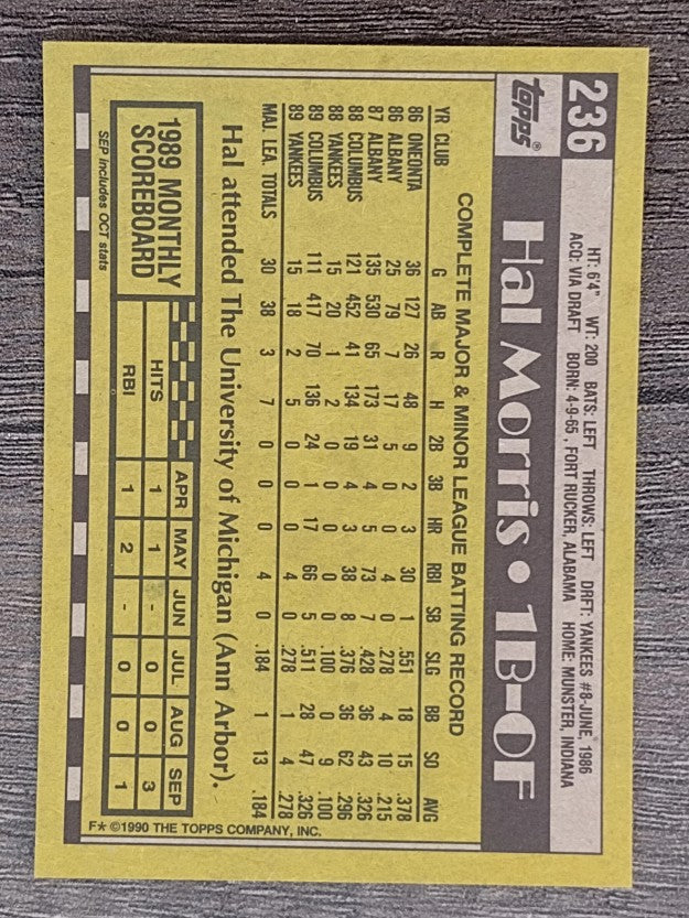 1990 Topps #236 Hal Morris