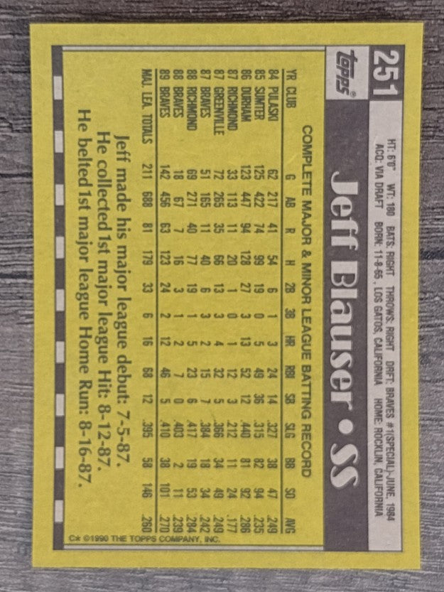 1990 Topps #251 Jeff Blauser