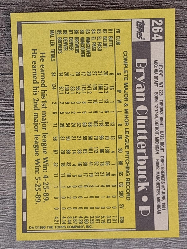 1990 Topps #264 Bryan Clutterbuck
