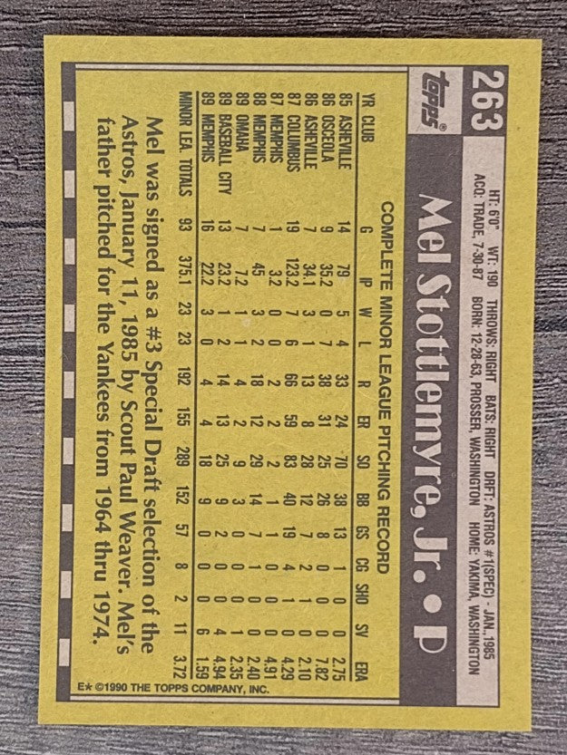 1990 Topps #263 Mel Stottlemyre Jr.