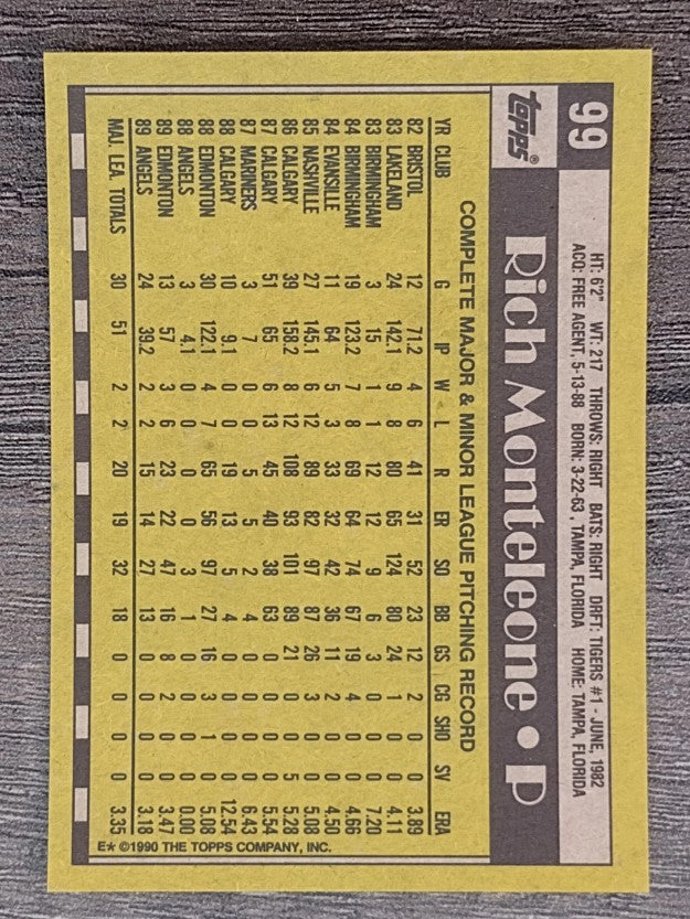 1990 Topps #99 Rich Monteleone