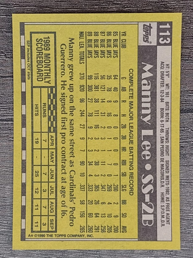 1990 Topps #113 Manny Lee