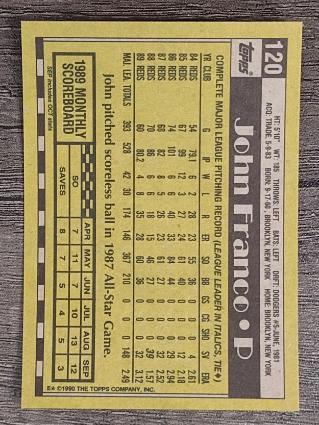 1990 Topps #120 John Franco