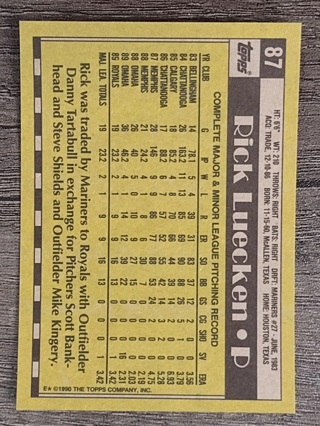 1990 Topps #87 Rick Luecken RC