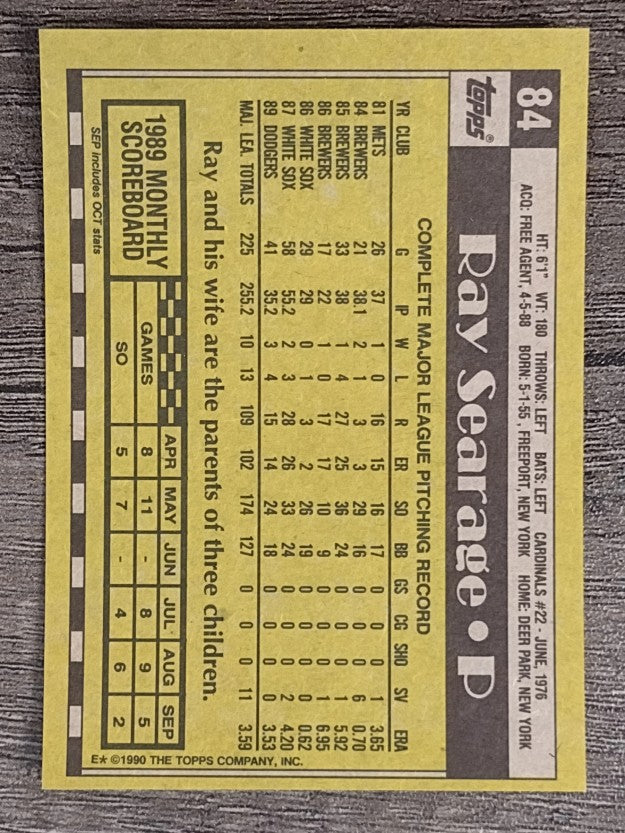 1990 Topps #84 Ray Searage
