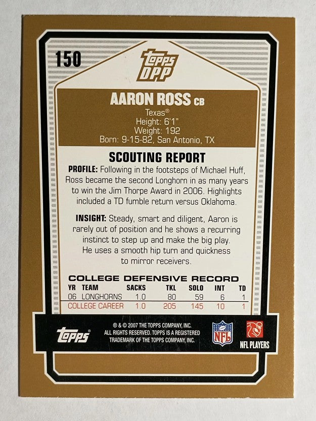 2007 Topps Draft Picks and Prospects #150 Aaron Ross RC