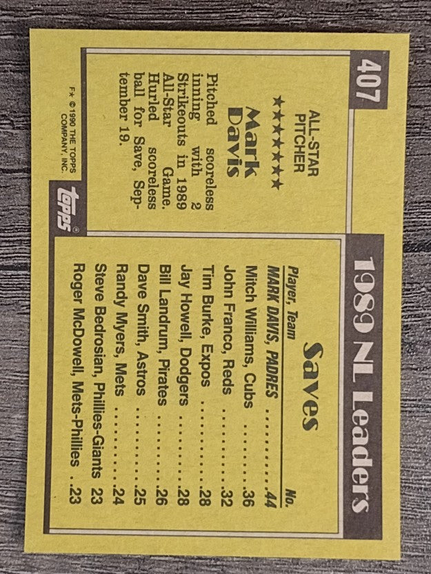 1990 Topps #407 Mark Davis AS