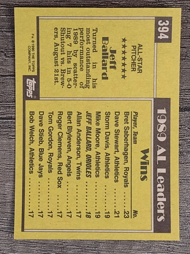1990 Topps #394 Jeff Ballard AS