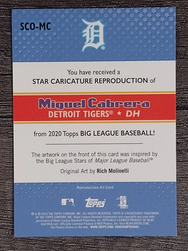 2020 Topps Big League Star Caricature Reproductions #SCOMC Miguel Cabrera