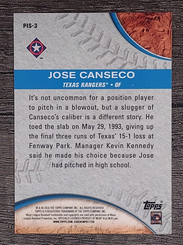 2016 Topps Pressed Into Service #PIS3 Jose Canseco