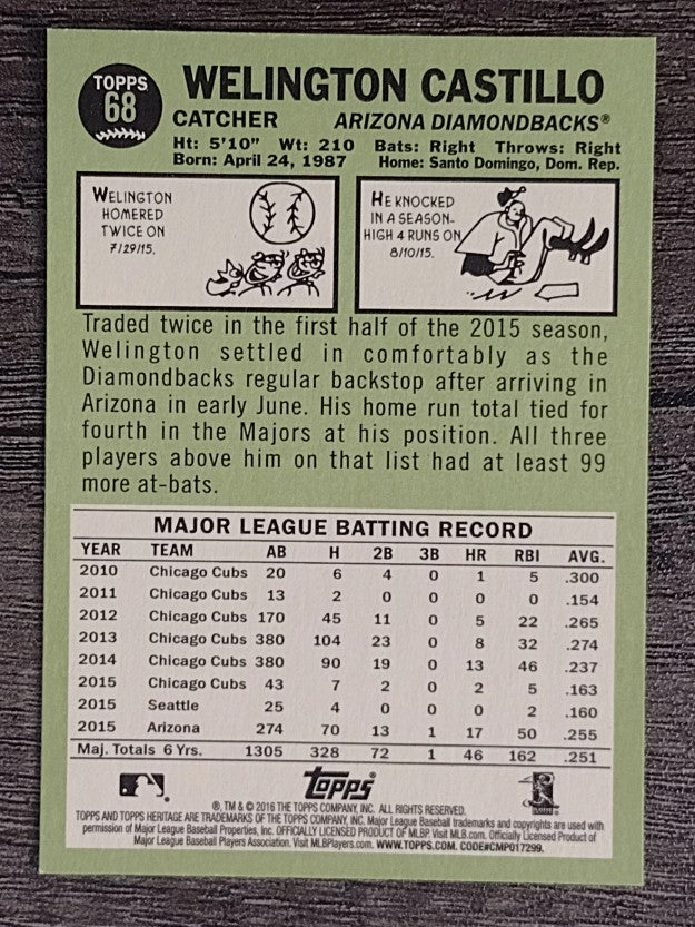 2016 Topps Heritage #68 Wellington Castillo