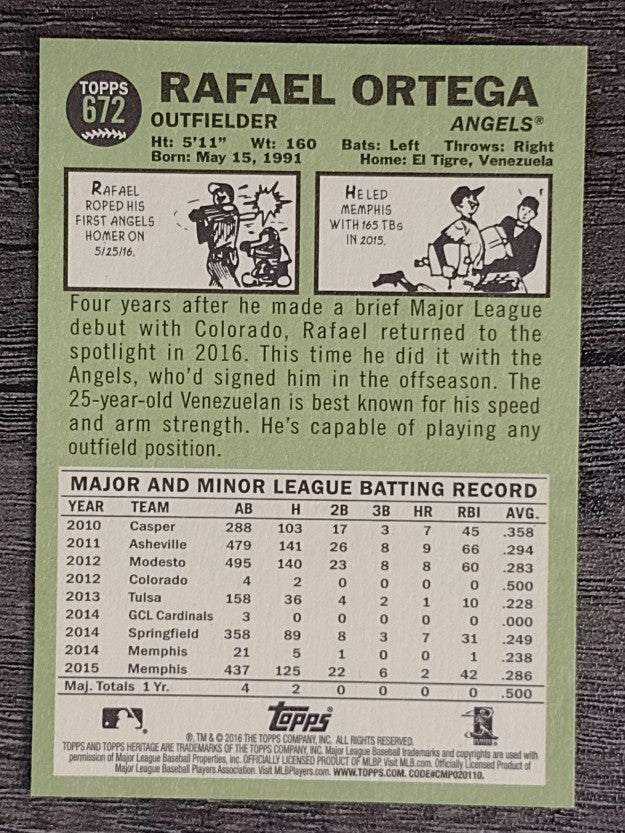 2016 Topps Heritage #672 Rafael Ortega