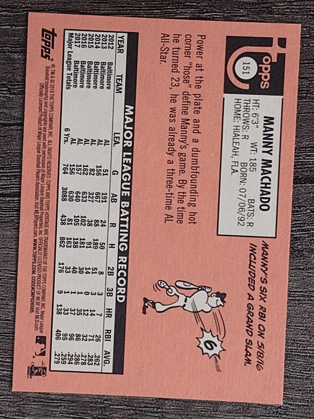 2018 Topps Heritage #151 Manny Machado