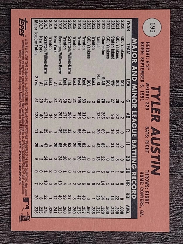 2018 Topps Heritage #696 Tyler Austin