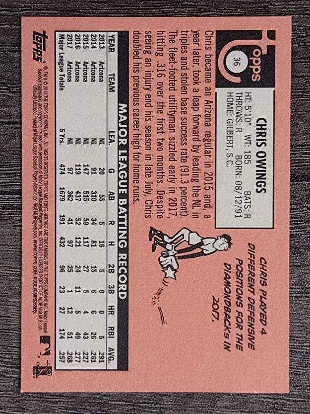 2018 Topps Heritage #36 Chris Owings