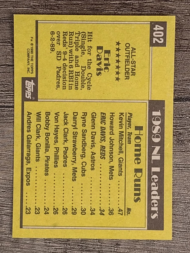 1990 Topps #402 Eric Davis AS