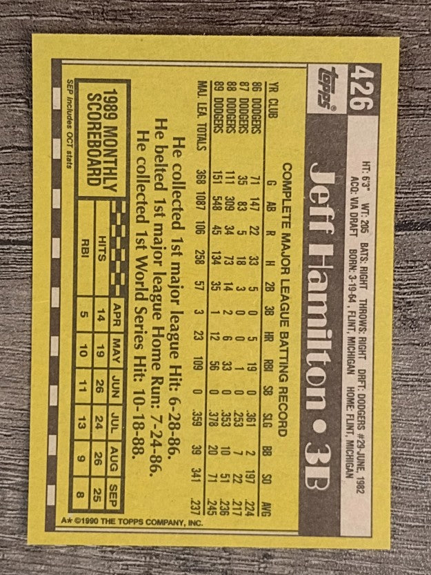 1990 Topps #426 Jeff Hamilton