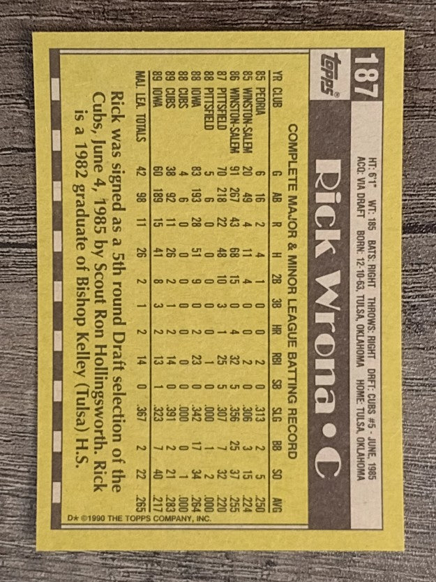 1990 Topps #187 Rick Wrona
