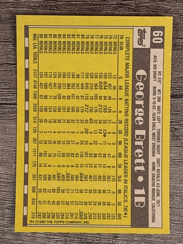 1990 Topps #60 George Brett